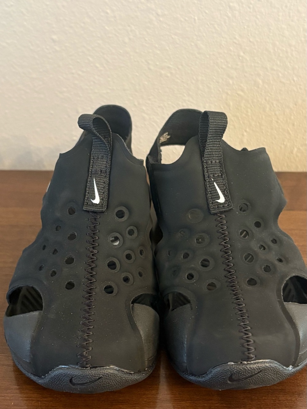 Nike Kids Black Slip-On Perforated Sandals
